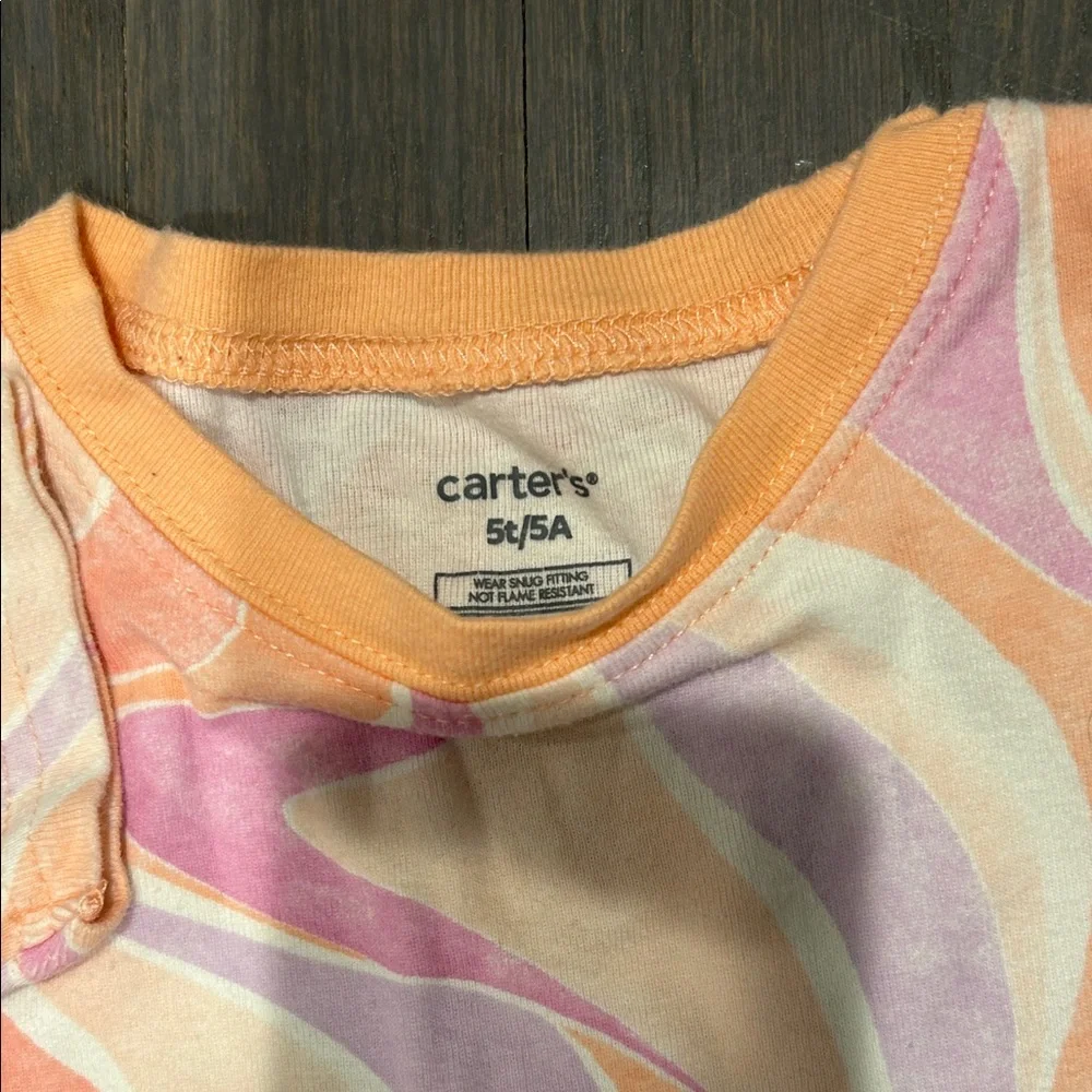 Carter's Swirl Pattern Pajama Set - Orange and Pink y.